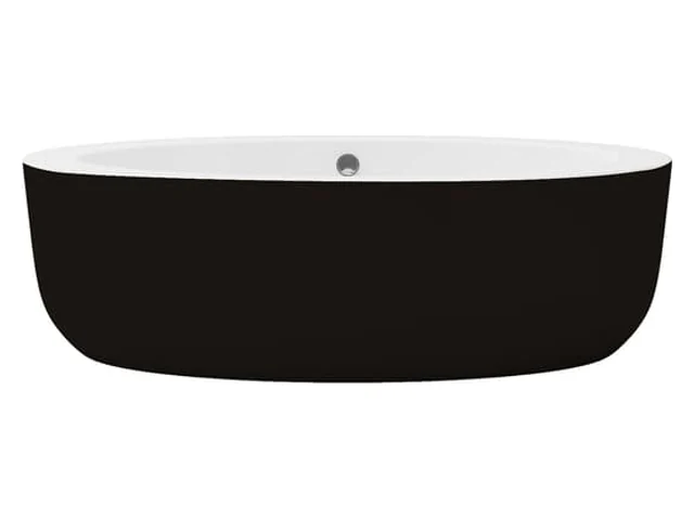 Vente-unique Oval fristående badkar 251 L 185 x 90 x 58 cm Svart Akryl MARMATI